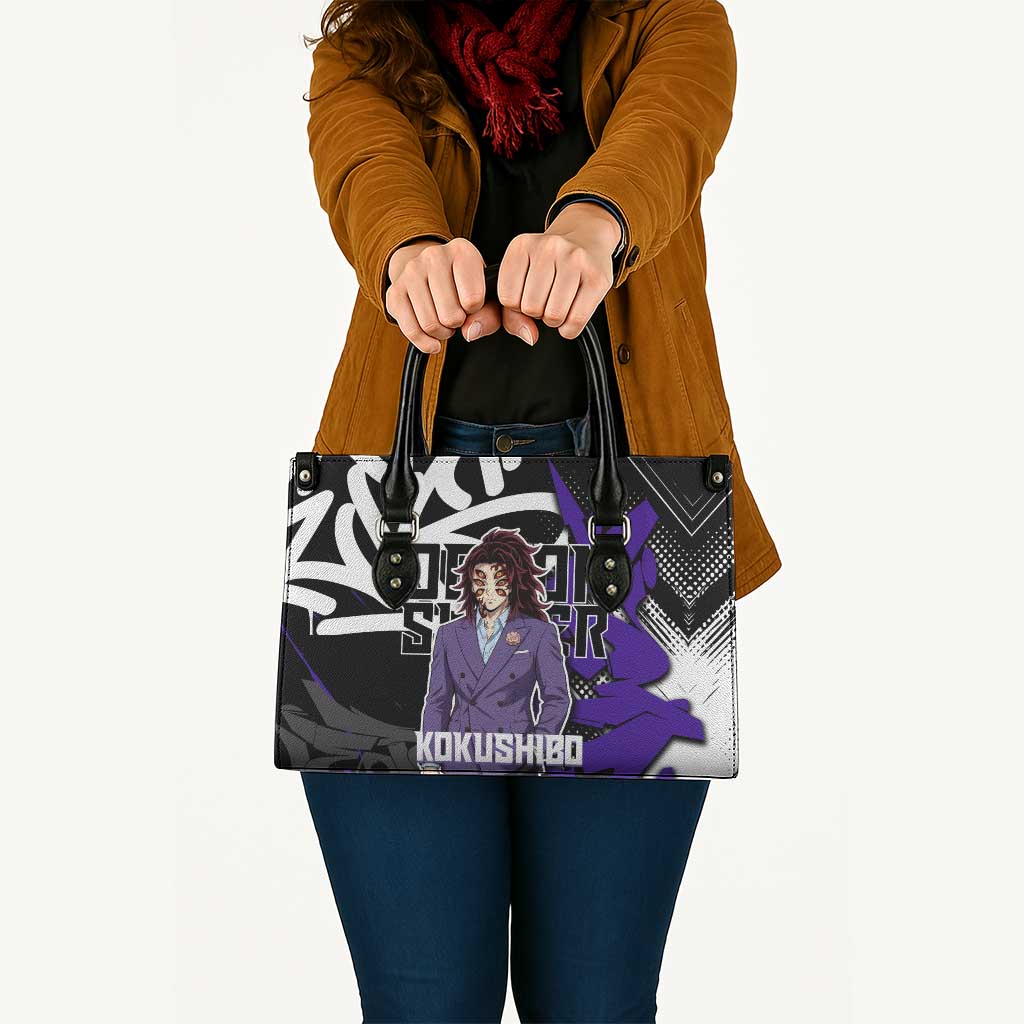 Kokushibo Demon Slayer Leather Bag Purple & Black Graffiti Anime