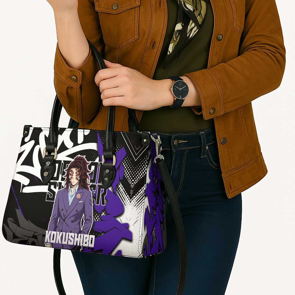 Kokushibo Demon Slayer Leather Bag Purple & Black Graffiti Anime
