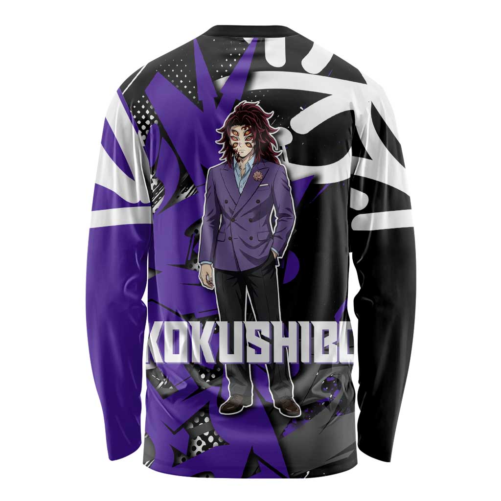Kokushibo Demon Slayer Long Sleeve Shirt Purple & Black Graffiti Anime