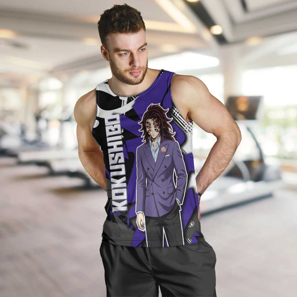 Kokushibo Demon Slayer Men Tank Top Purple & Black Graffiti Anime