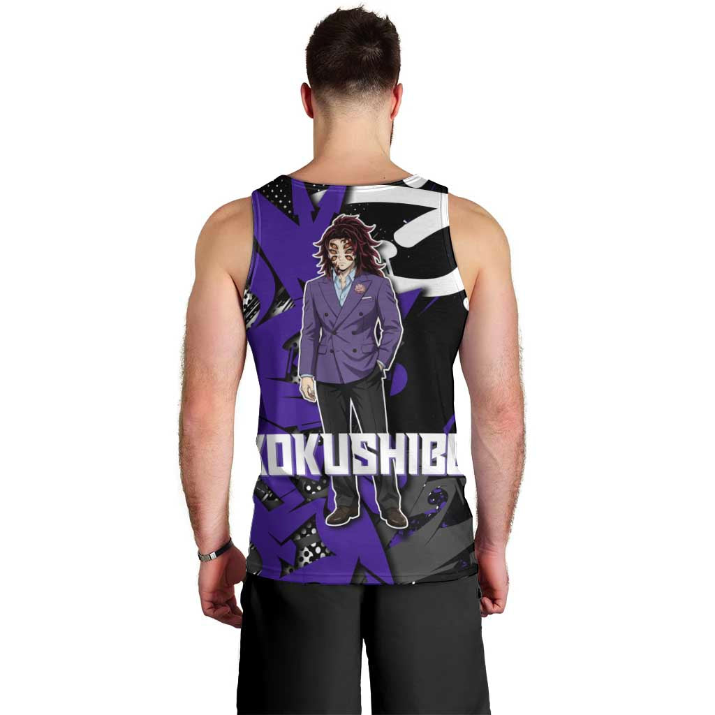 Kokushibo Demon Slayer Men Tank Top Purple & Black Graffiti Anime
