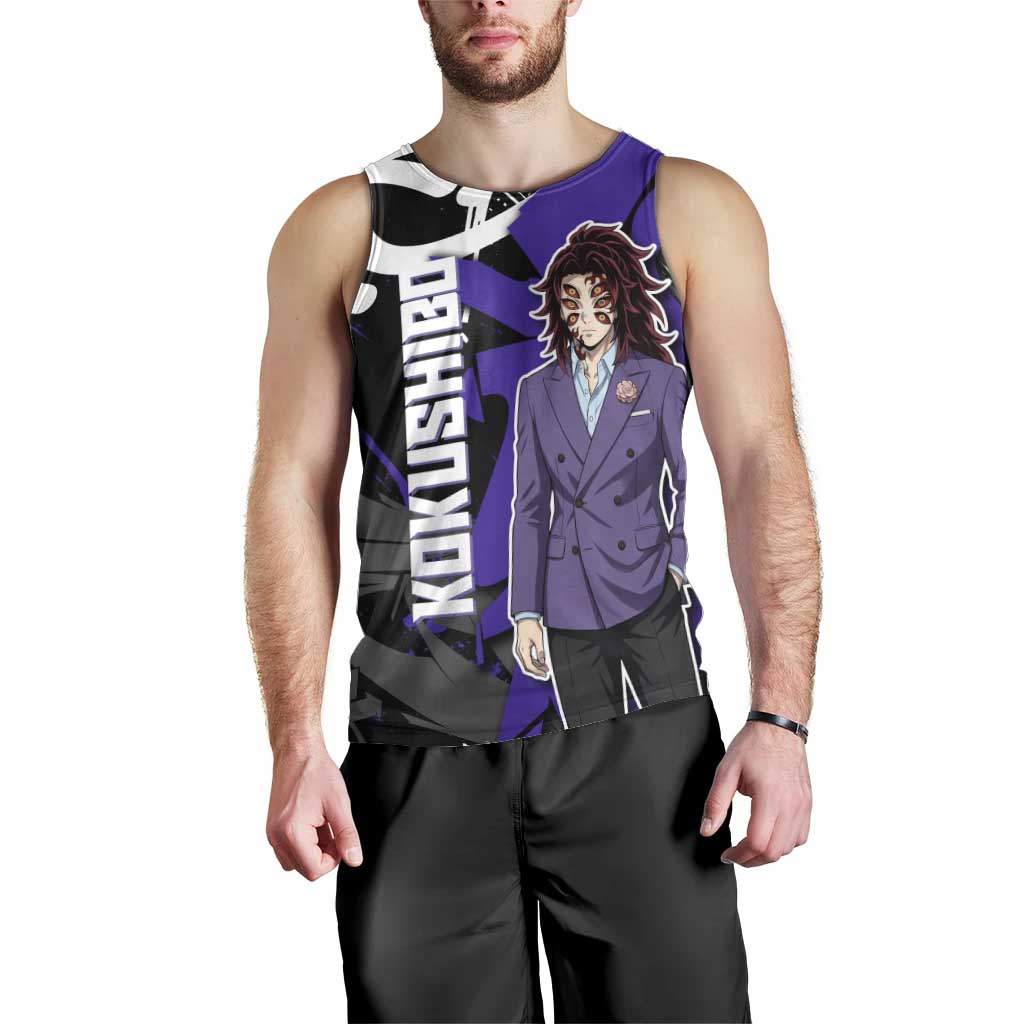 Kokushibo Demon Slayer Men Tank Top Purple & Black Graffiti Anime