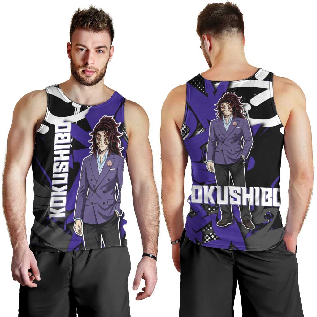 Kokushibo Demon Slayer Men Tank Top Purple & Black Graffiti Anime