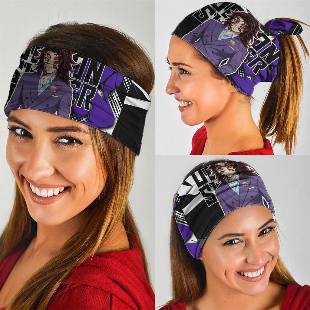 Kokushibo Demon Slayer Neck Gaiter Purple & Black Graffiti Anime