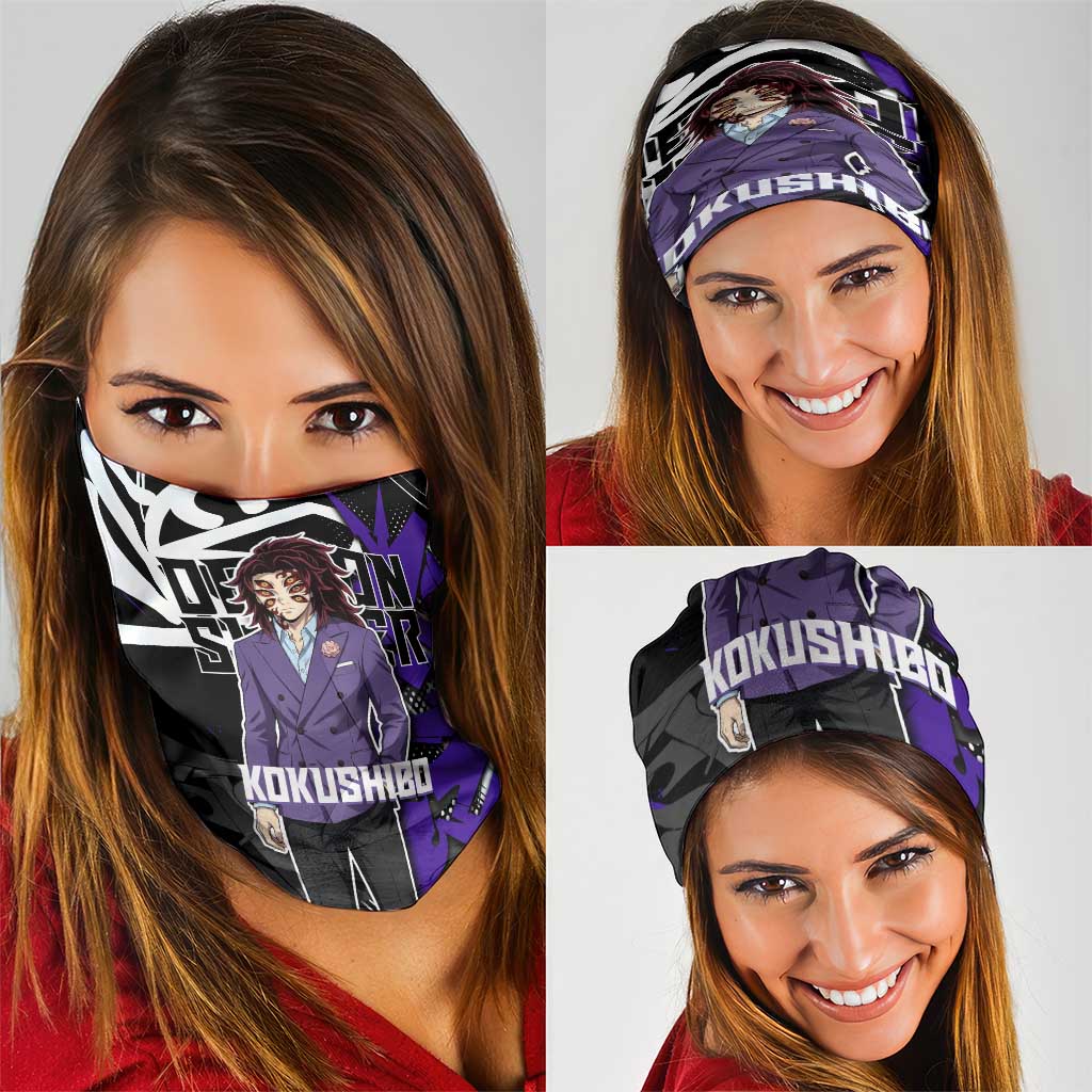 Kokushibo Demon Slayer Neck Gaiter Purple & Black Graffiti Anime