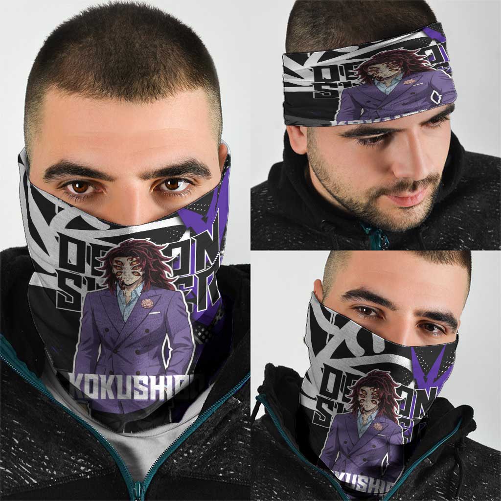 Kokushibo Demon Slayer Neck Gaiter Purple & Black Graffiti Anime