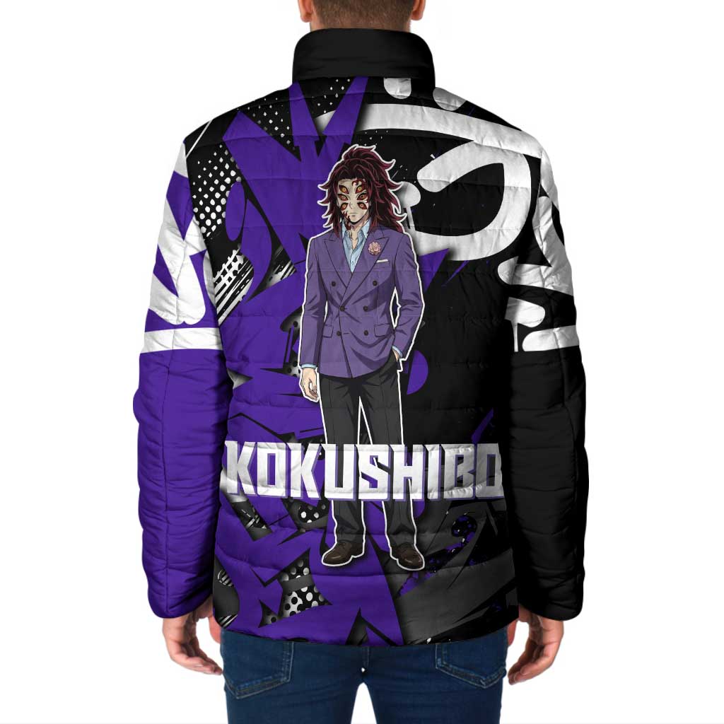 Kokushibo Demon Slayer Padded Jacket Purple & Black Graffiti Anime