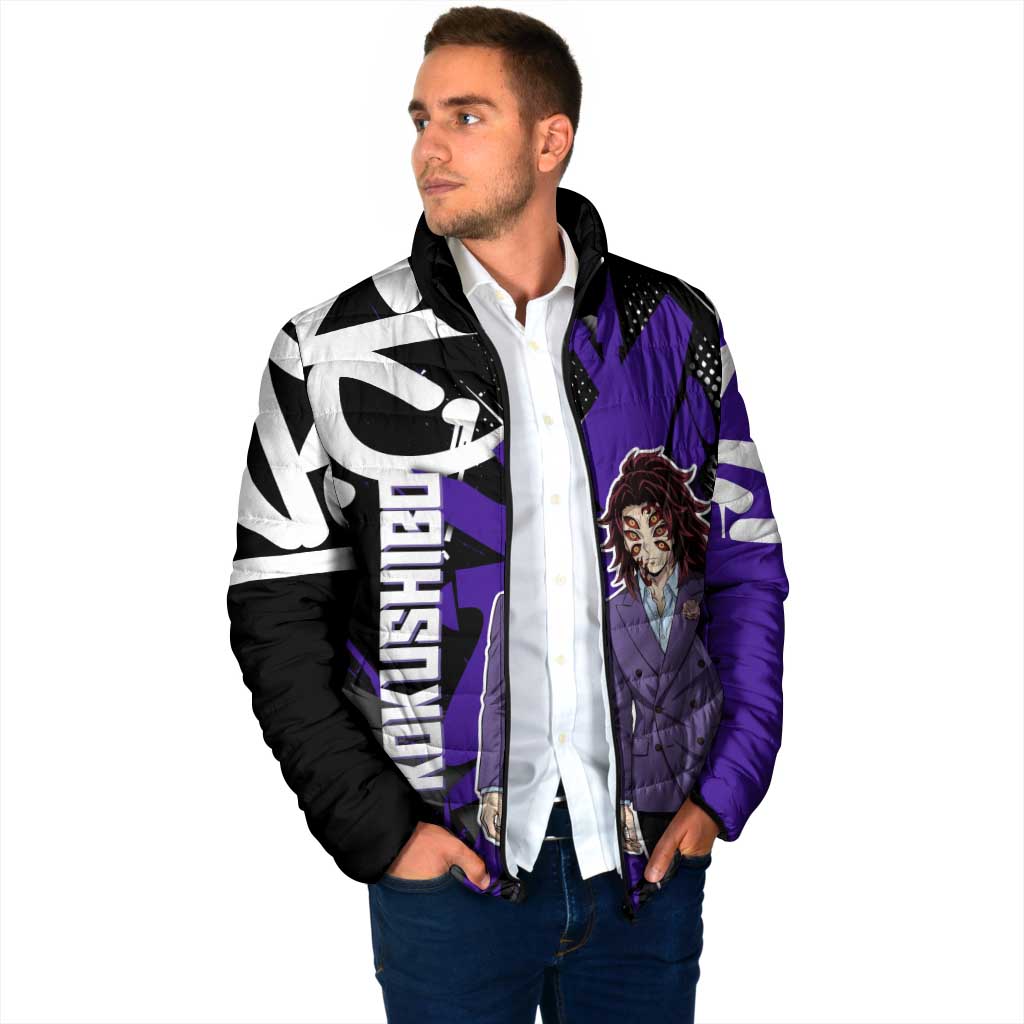 Kokushibo Demon Slayer Padded Jacket Purple & Black Graffiti Anime