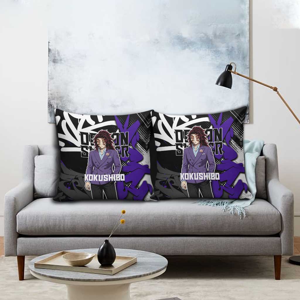 Kokushibo Demon Slayer Pillow Cover Purple & Black Graffiti Anime