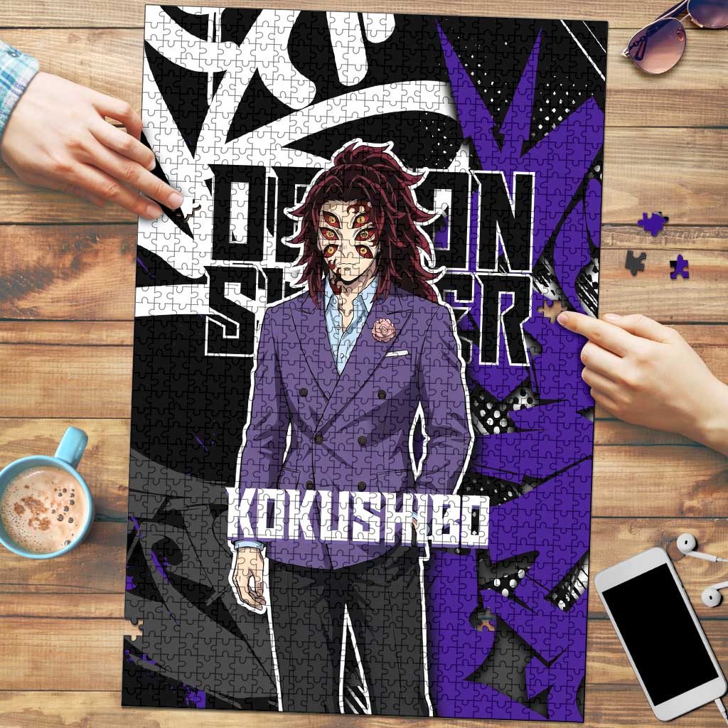 Kokushibo Demon Slayer Puzzle Purple & Black Graffiti Anime