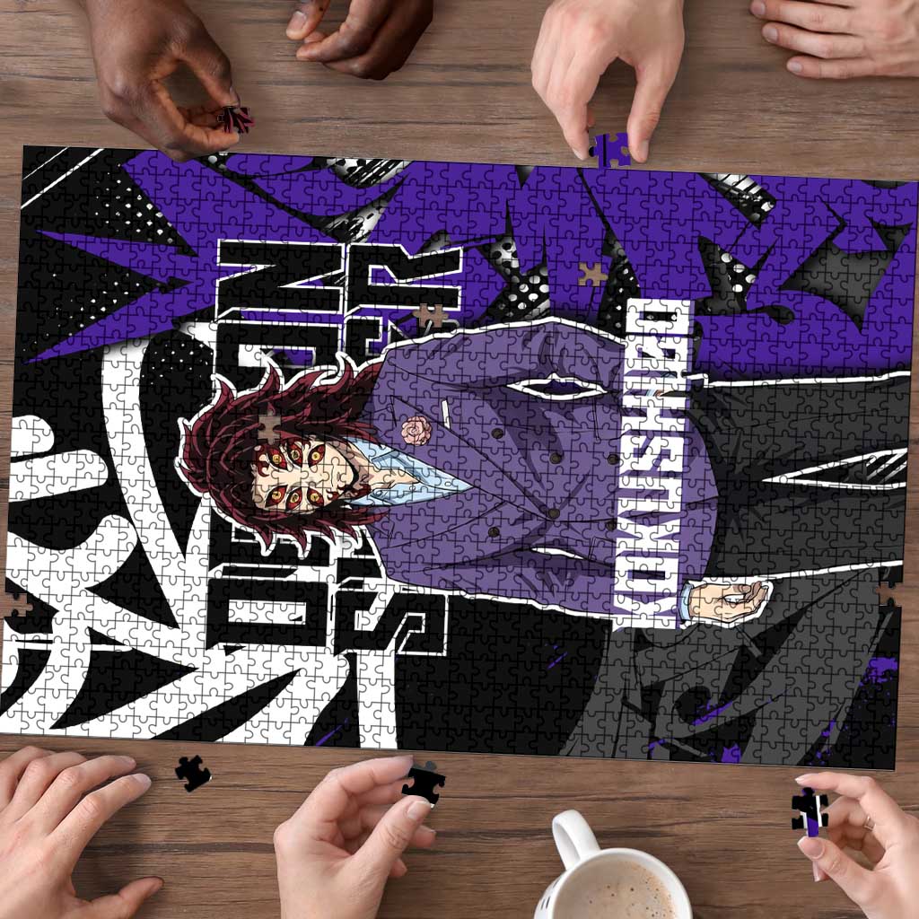 Kokushibo Demon Slayer Puzzle Purple & Black Graffiti Anime