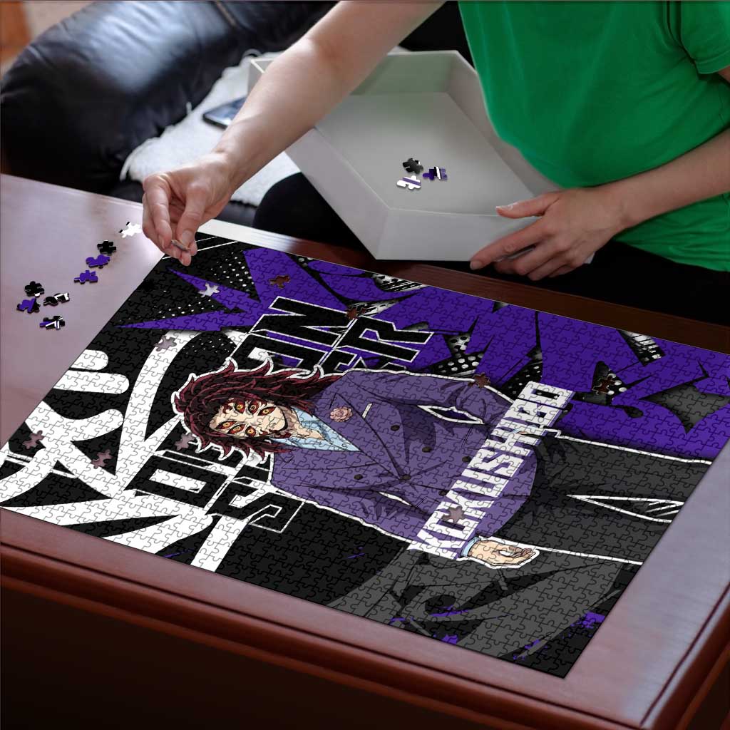Kokushibo Demon Slayer Puzzle Purple & Black Graffiti Anime
