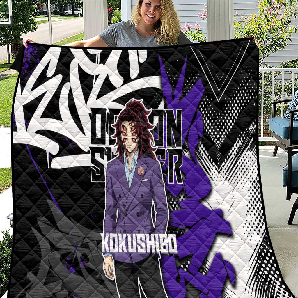 Kokushibo Demon Slayer Quilt Purple & Black Graffiti Anime