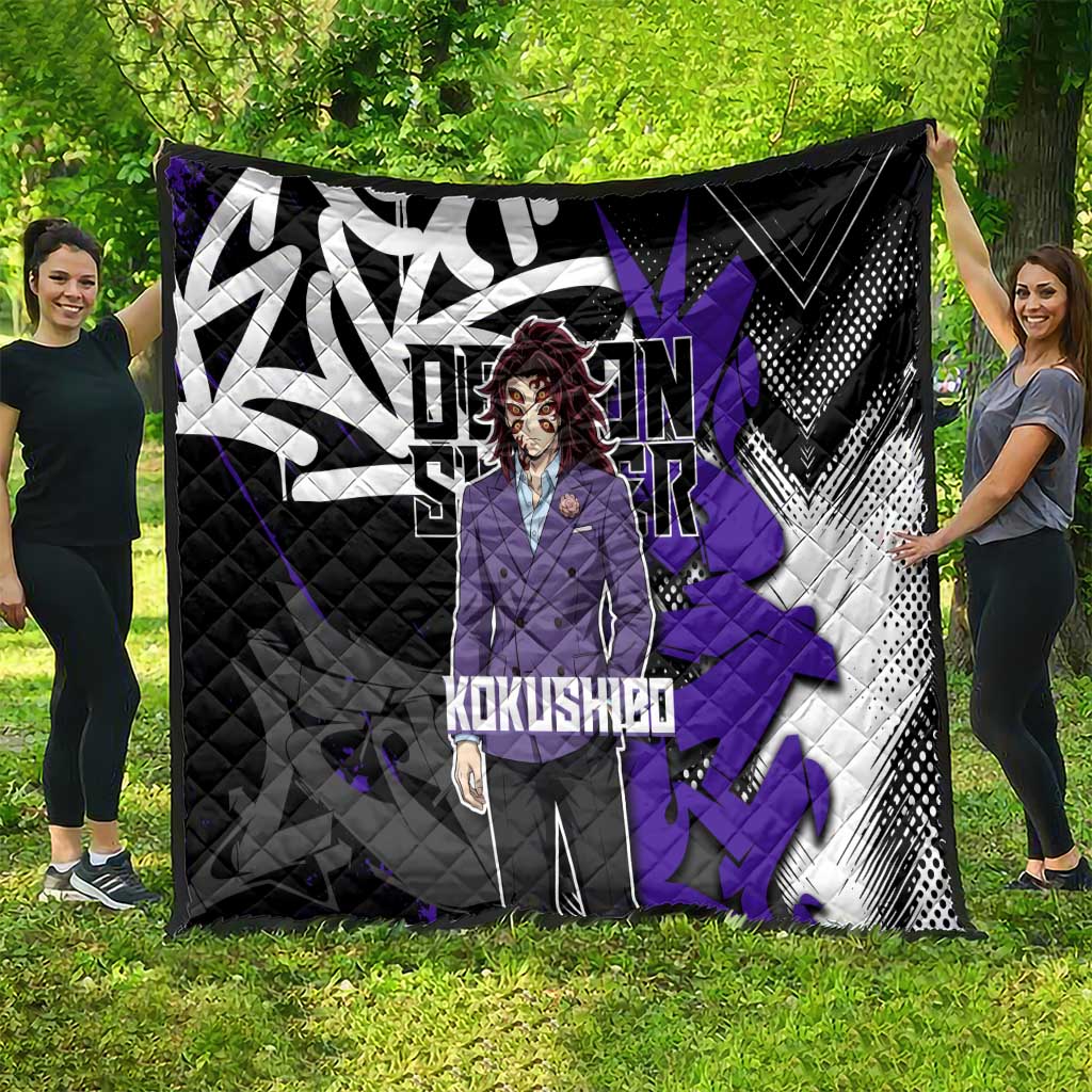 Kokushibo Demon Slayer Quilt Purple & Black Graffiti Anime