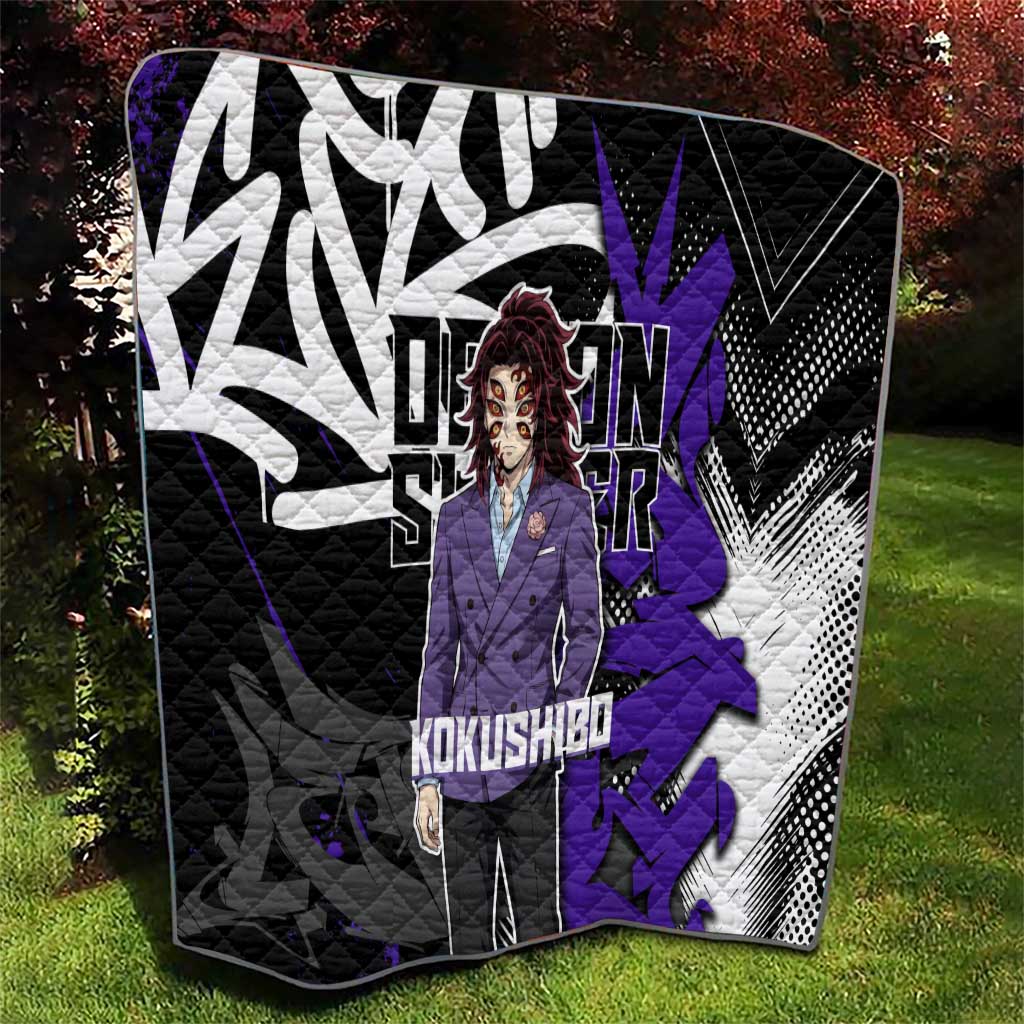 Kokushibo Demon Slayer Quilt Purple & Black Graffiti Anime