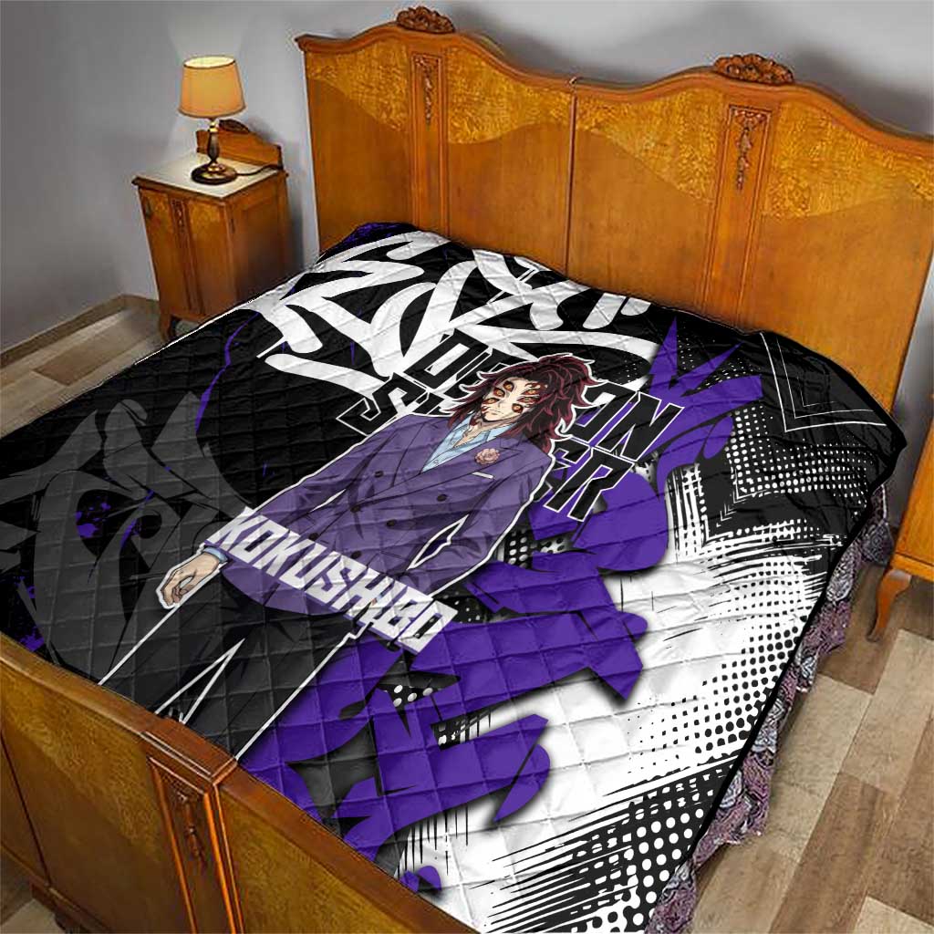 Kokushibo Demon Slayer Quilt Purple & Black Graffiti Anime