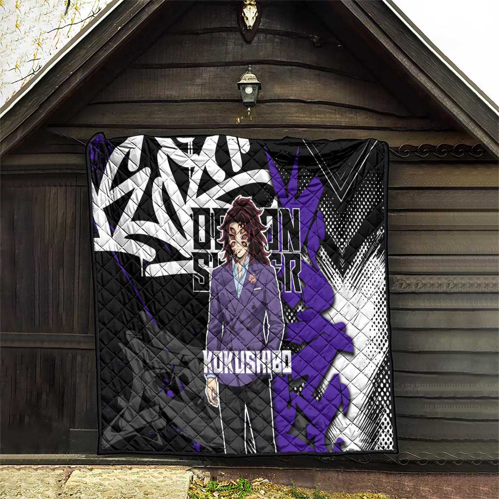 Kokushibo Demon Slayer Quilt Purple & Black Graffiti Anime