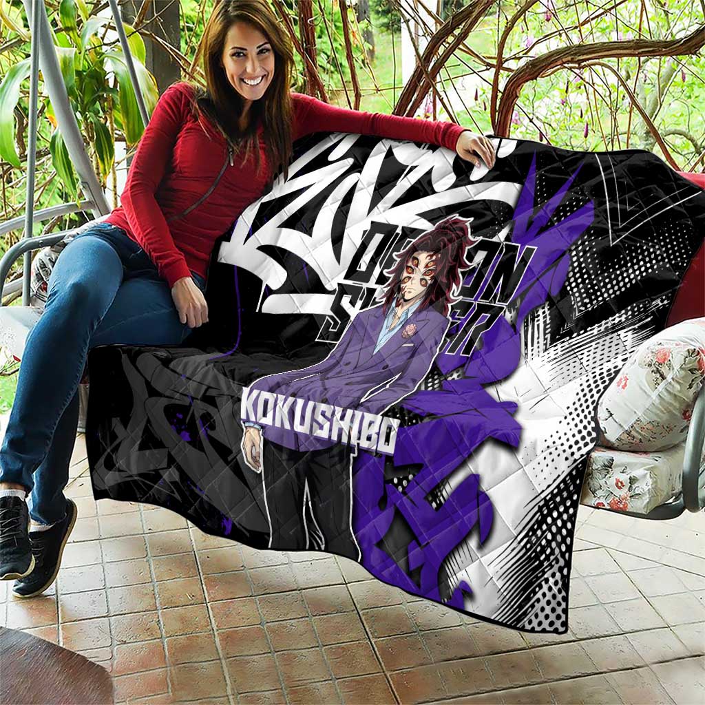 Kokushibo Demon Slayer Quilt Purple & Black Graffiti Anime