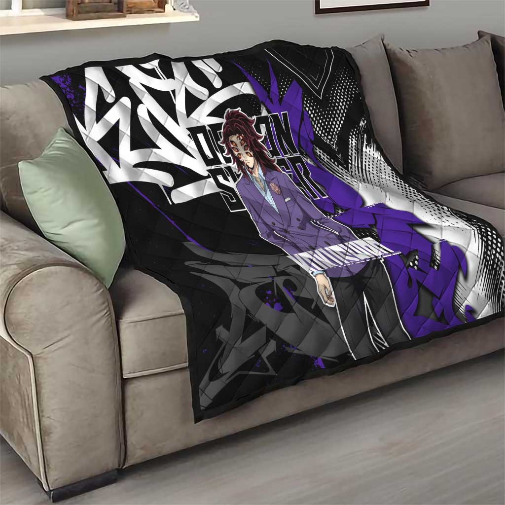 Kokushibo Demon Slayer Quilt Purple & Black Graffiti Anime