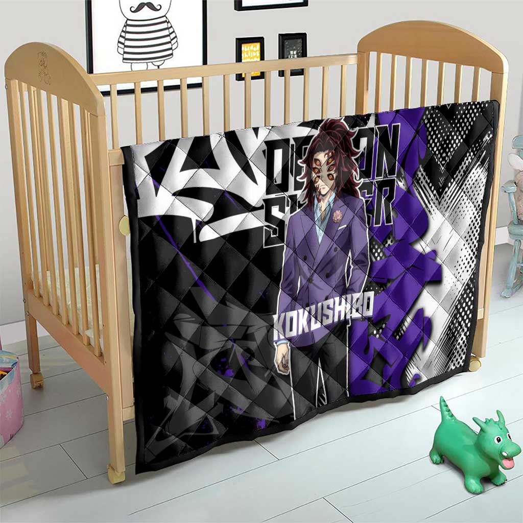 Kokushibo Demon Slayer Quilt Purple & Black Graffiti Anime