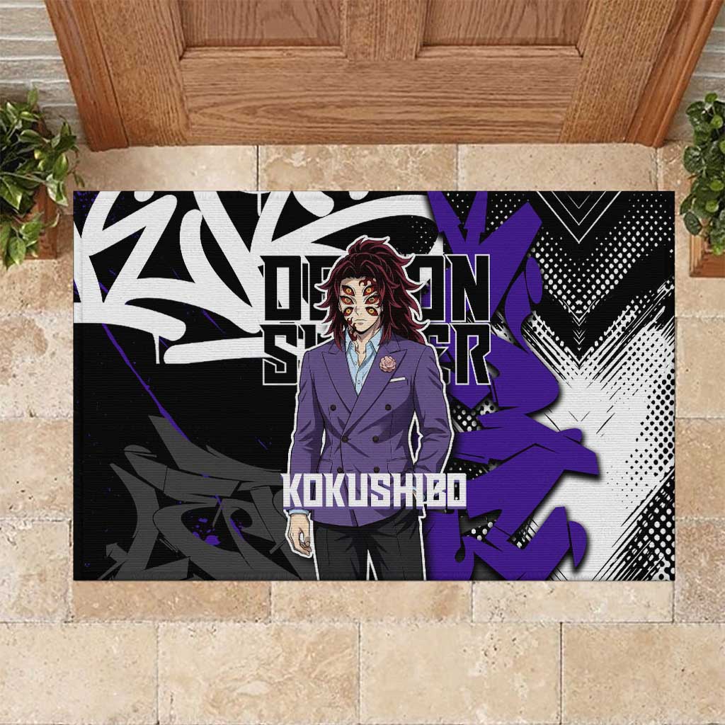 Kokushibo Demon Slayer Rubber Doormat Purple & Black Graffiti Anime