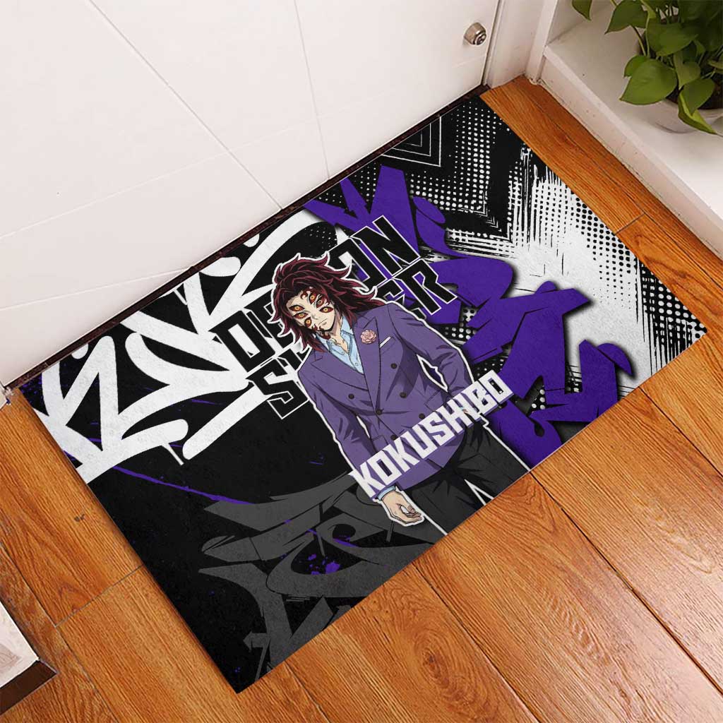 Kokushibo Demon Slayer Rubber Doormat Purple & Black Graffiti Anime