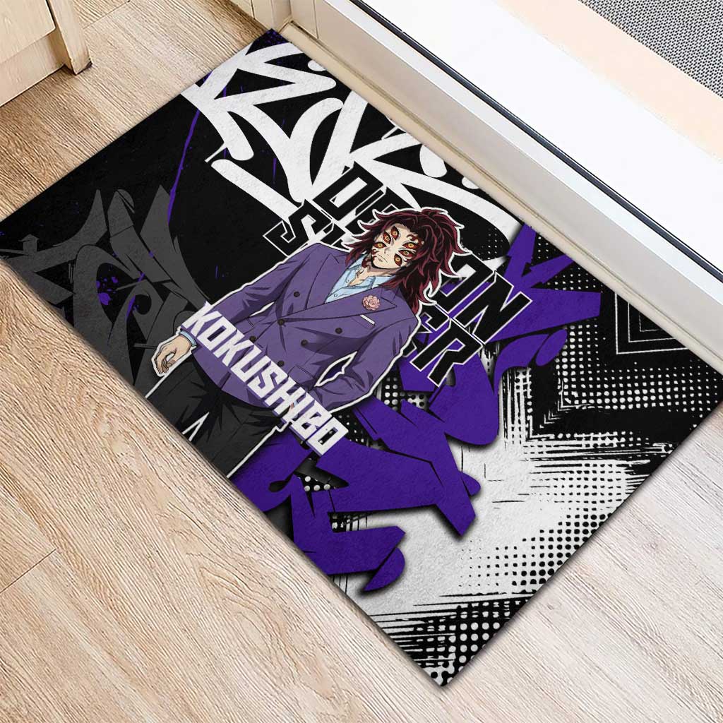 Kokushibo Demon Slayer Rubber Doormat Purple & Black Graffiti Anime