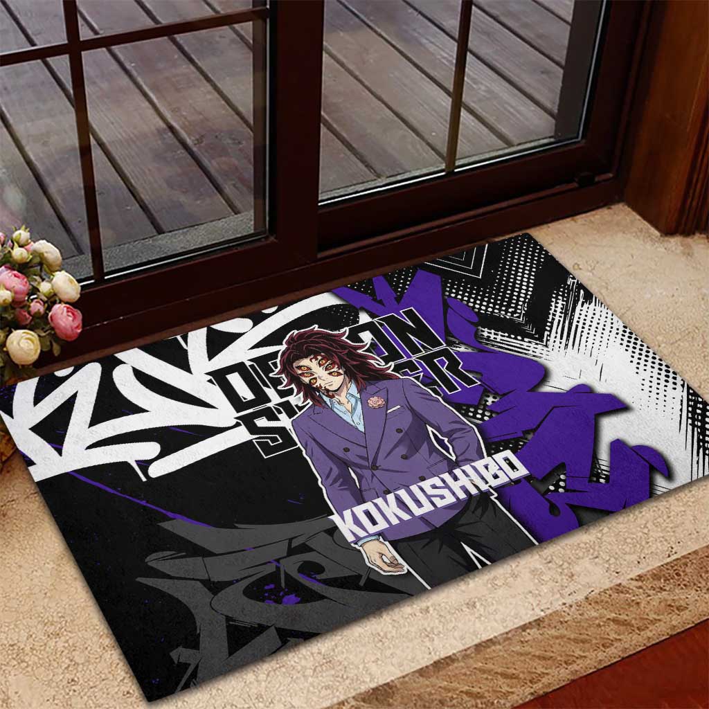 Kokushibo Demon Slayer Rubber Doormat Purple & Black Graffiti Anime