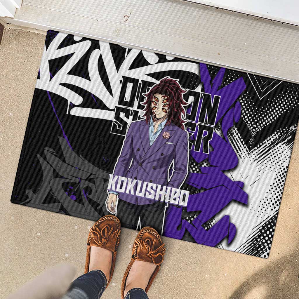 Kokushibo Demon Slayer Rubber Doormat Purple & Black Graffiti Anime
