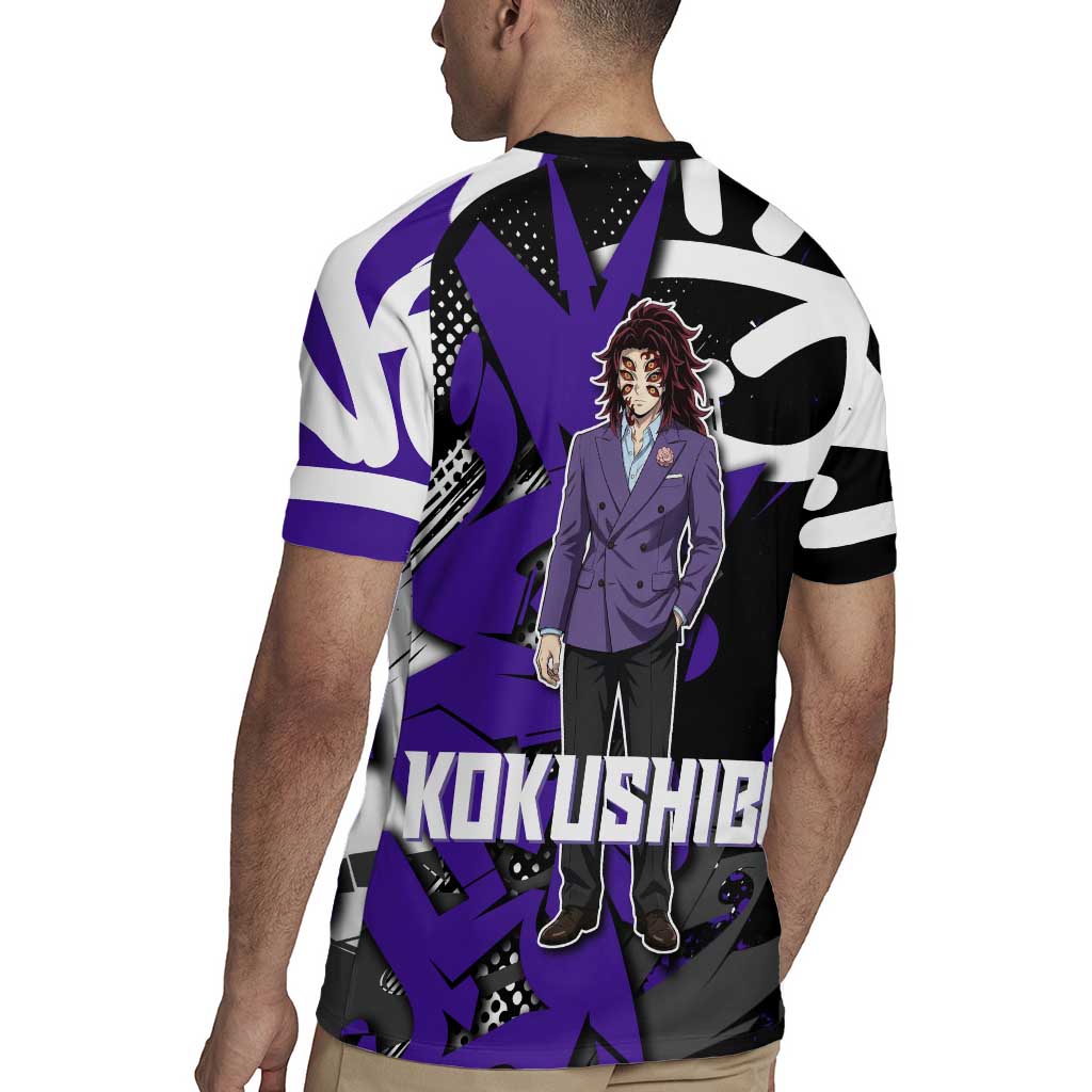 Kokushibo Demon Slayer Rugby Jersey Purple & Black Graffiti Anime