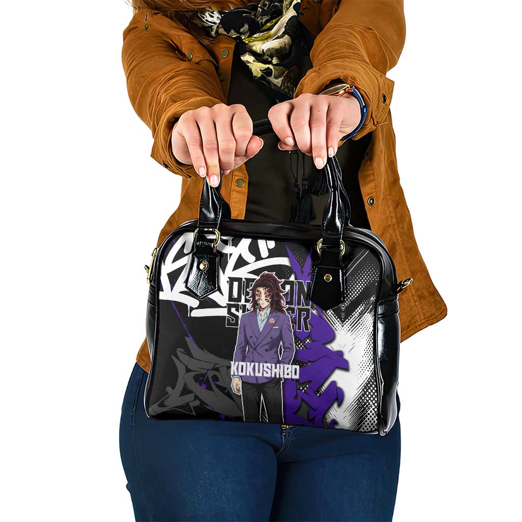 Kokushibo Demon Slayer Shoulder Handbag Purple & Black Graffiti Anime