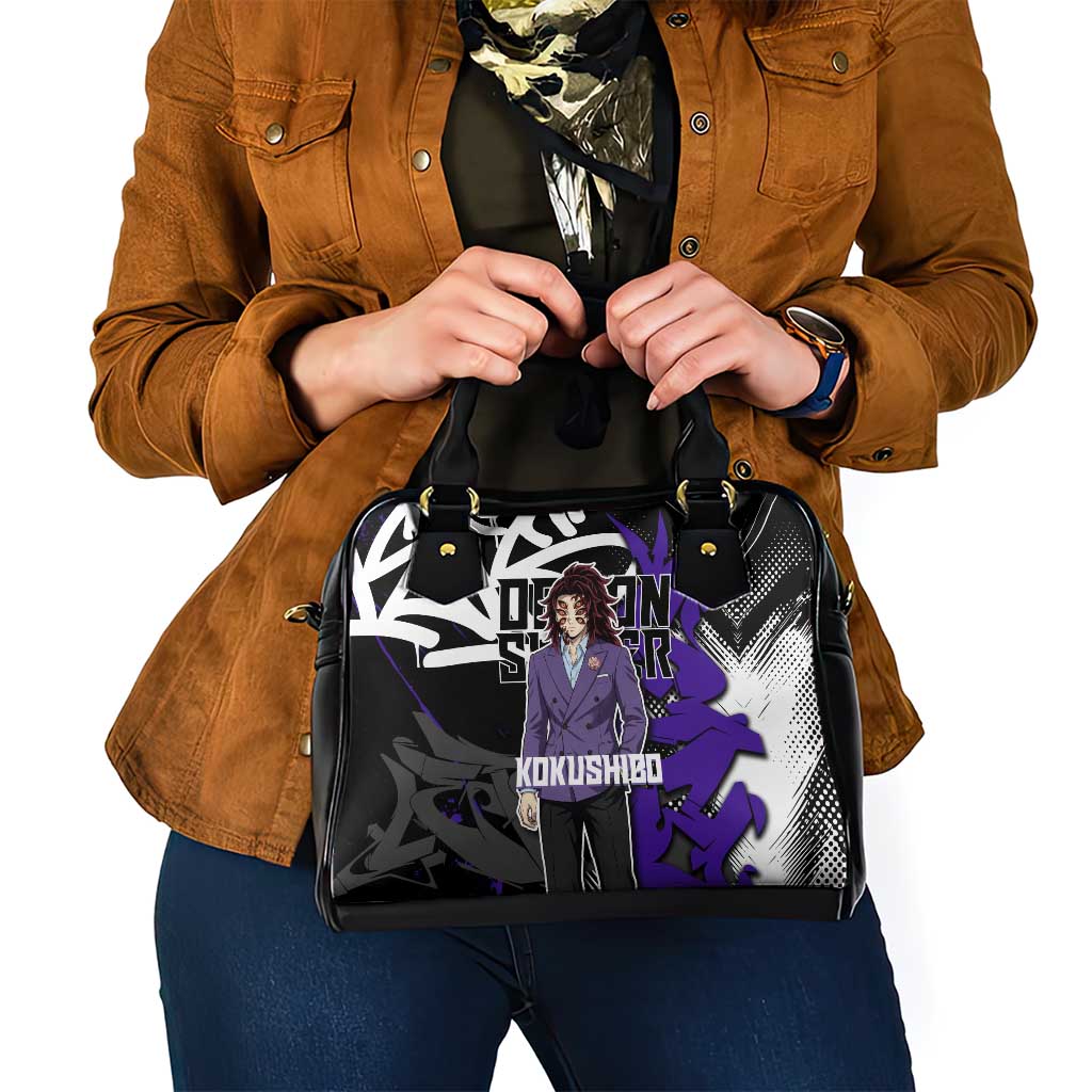 Kokushibo Demon Slayer Shoulder Handbag Purple & Black Graffiti Anime