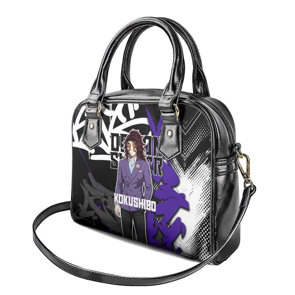 Kokushibo Demon Slayer Shoulder Handbag Purple & Black Graffiti Anime