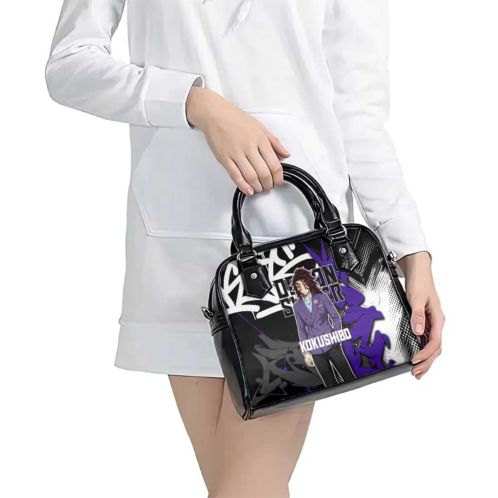 Kokushibo Demon Slayer Shoulder Handbag Purple & Black Graffiti Anime