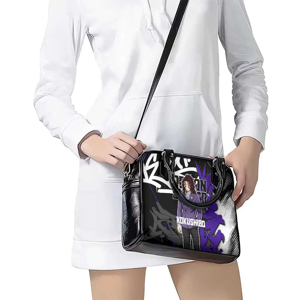 Kokushibo Demon Slayer Shoulder Handbag Purple & Black Graffiti Anime