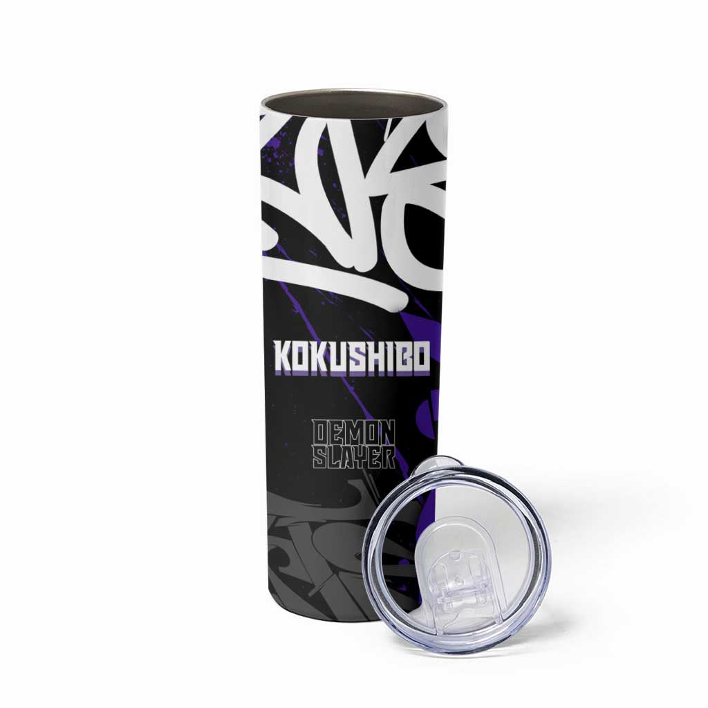 Kokushibo Demon Slayer Skinny Tumbler Purple & Black Graffiti Anime