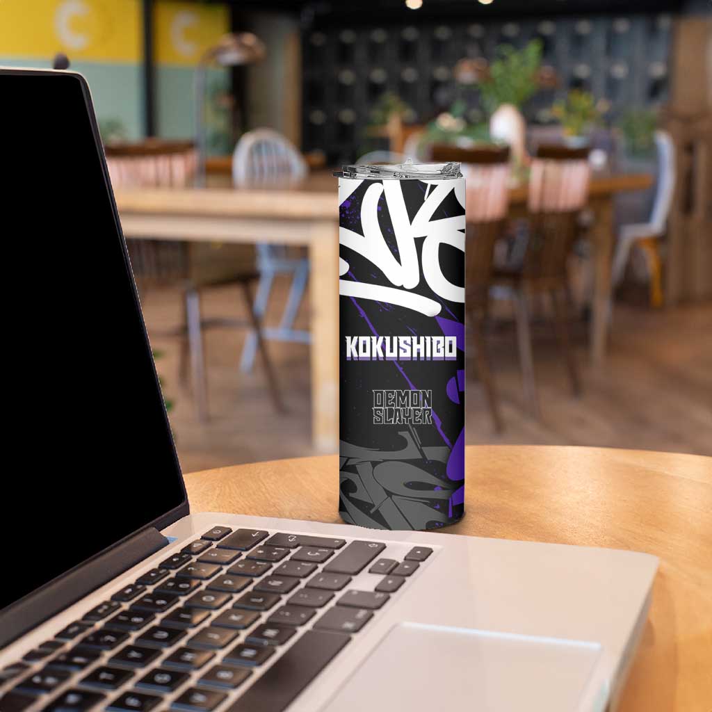 Kokushibo Demon Slayer Skinny Tumbler Purple & Black Graffiti Anime