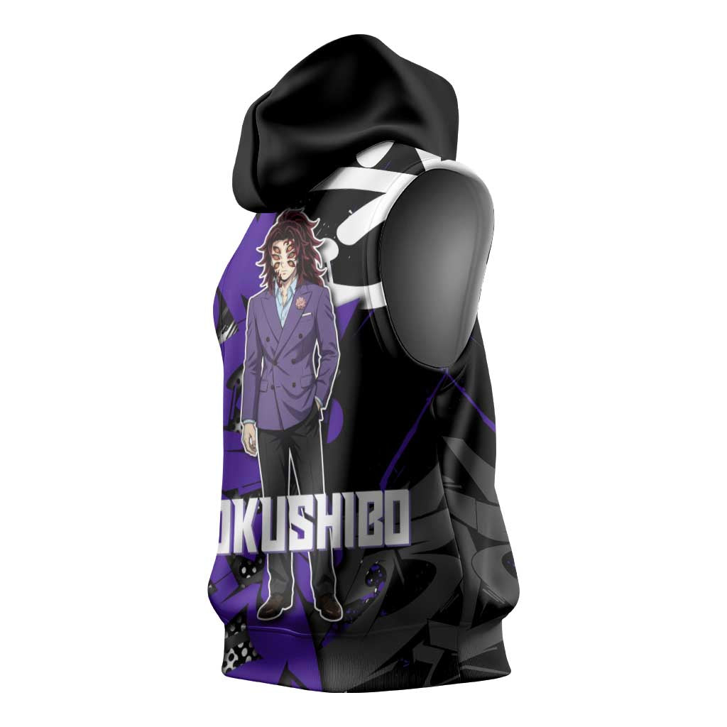 Kokushibo Demon Slayer Sleeveless Hoodie Purple & Black Graffiti Anime