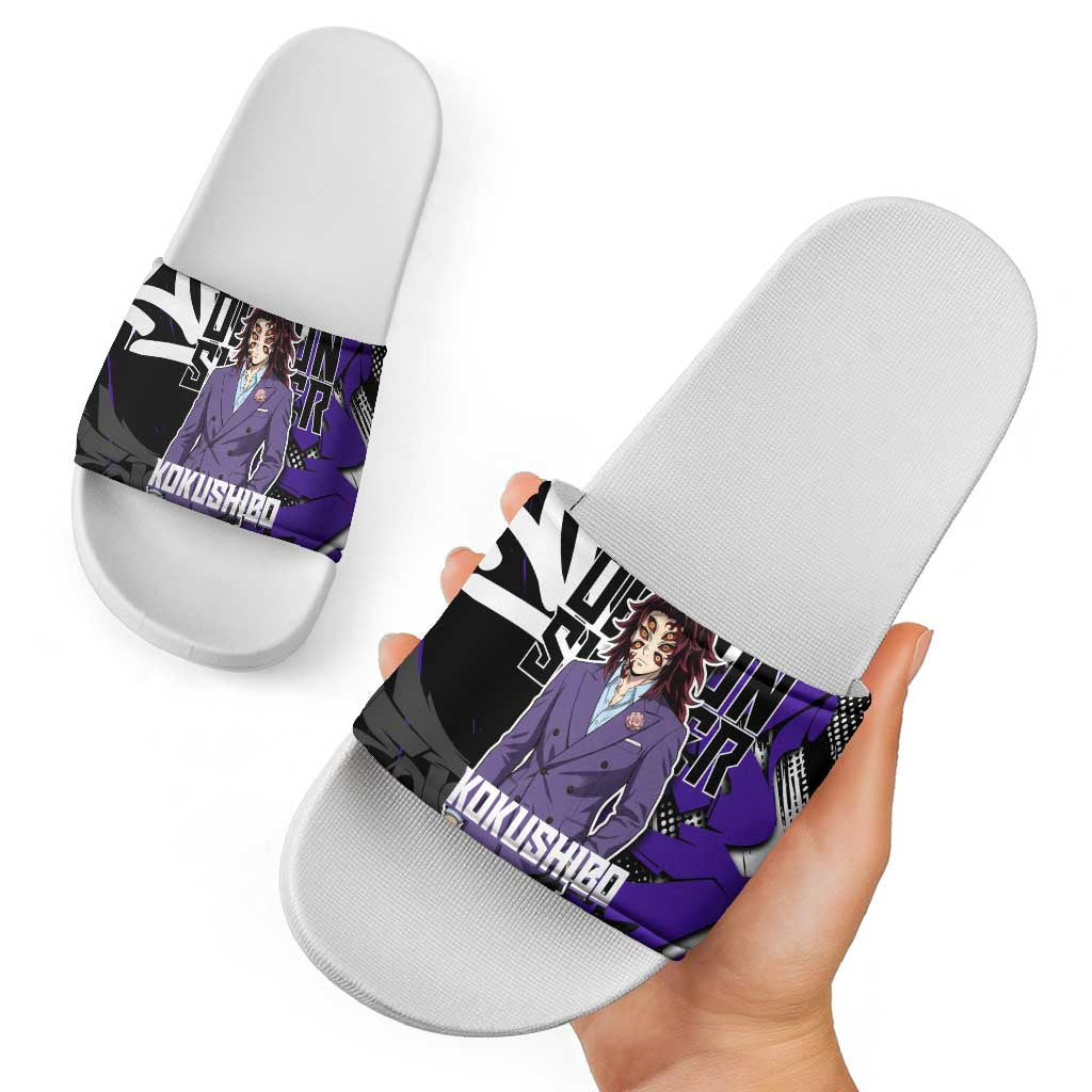 Kokushibo Demon Slayer Slide Sandals Purple & Black Graffiti Anime