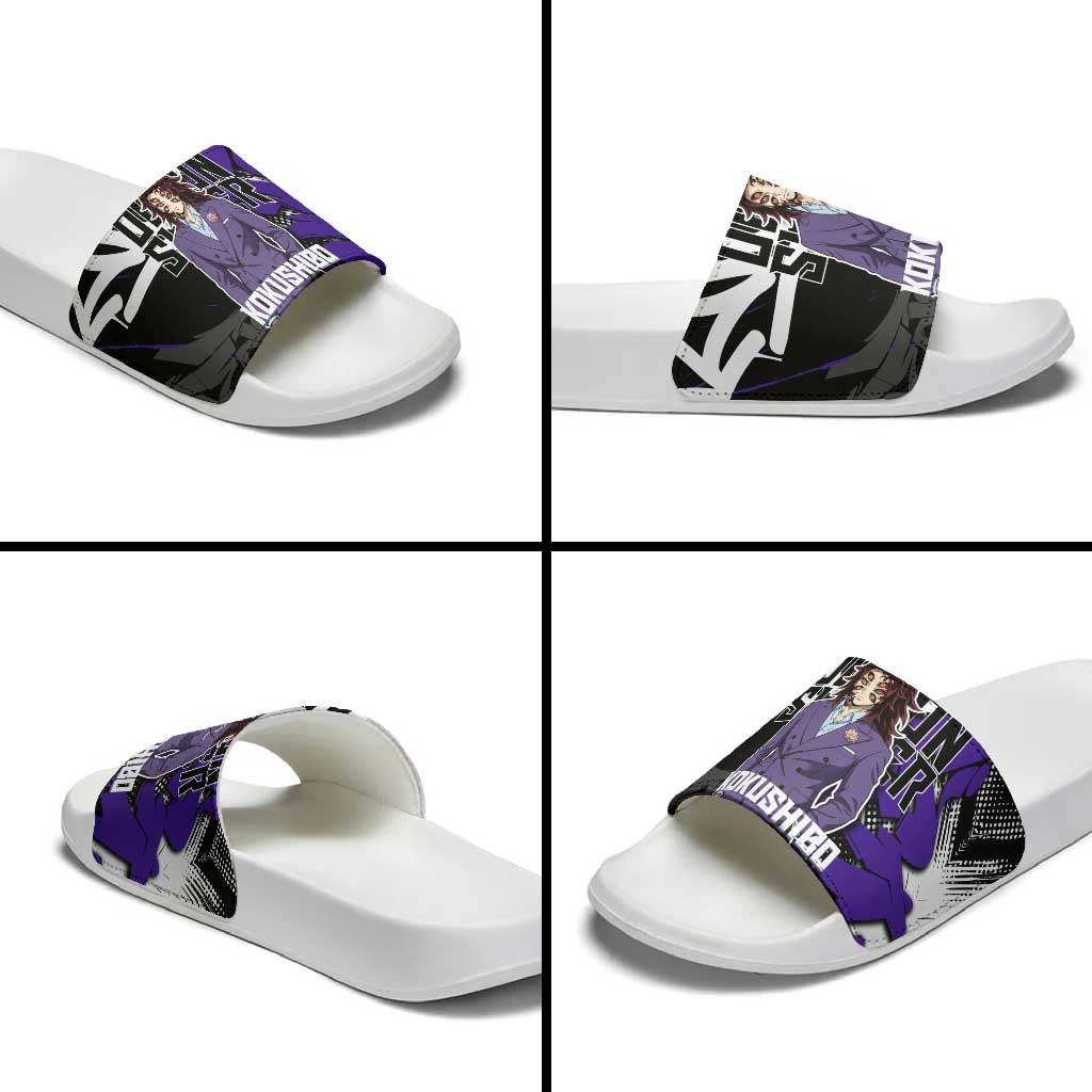 Kokushibo Demon Slayer Slide Sandals Purple & Black Graffiti Anime