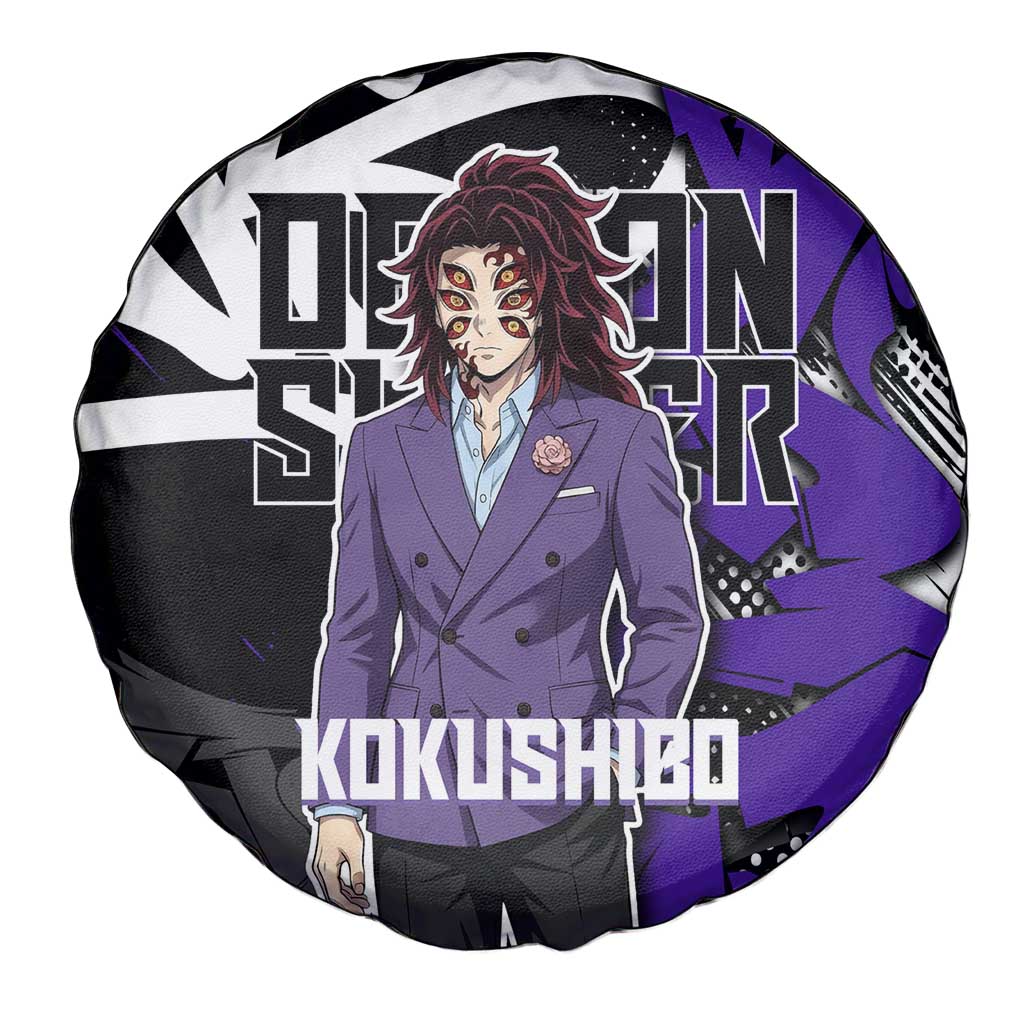 Kokushibo Demon Slayer Spare Tire Cover Purple & Black Graffiti Anime