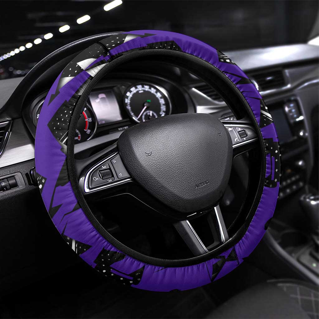 Kokushibo Demon Slayer Steering Wheel Cover Purple & Black Graffiti Anime