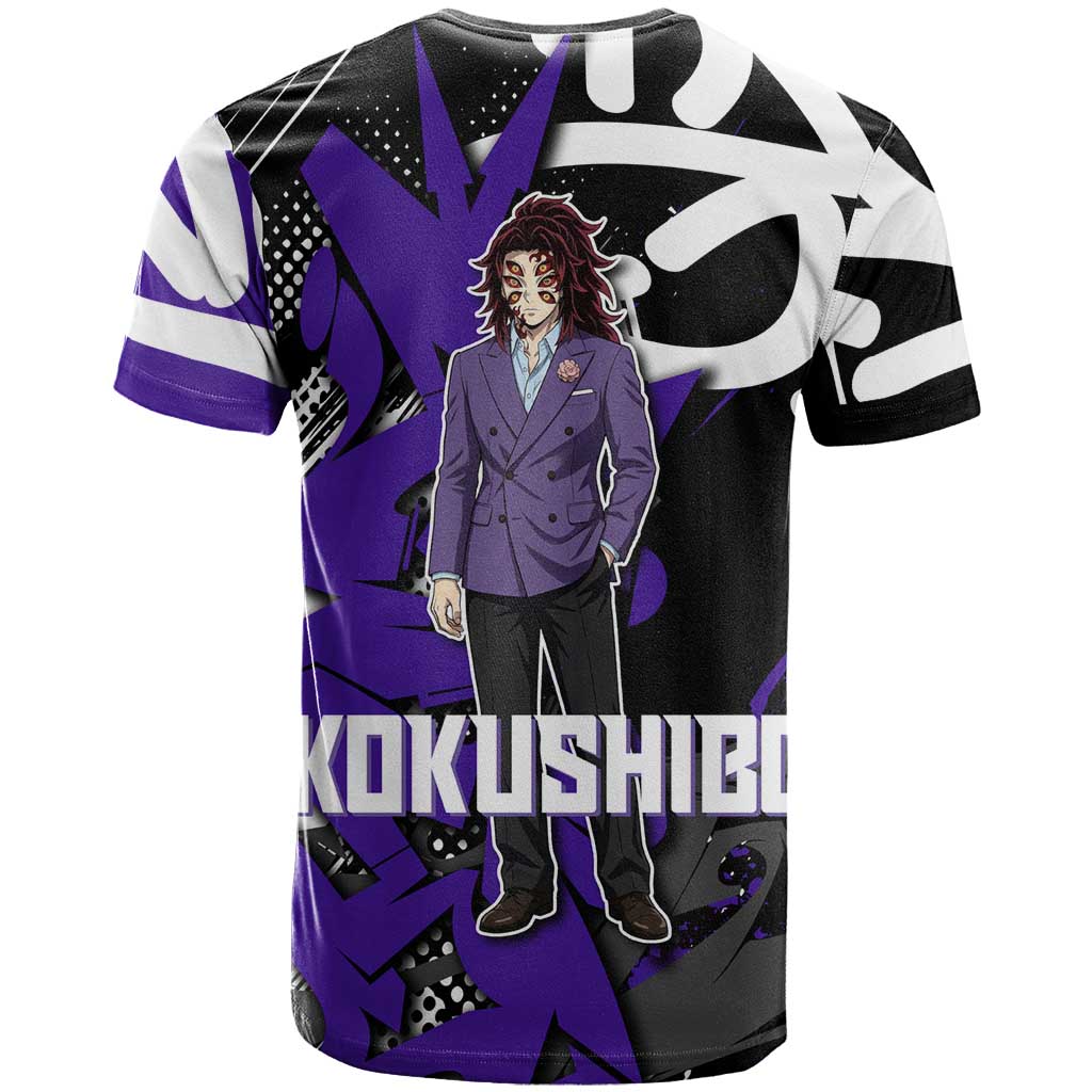 Kokushibo Demon Slayer T Shirt Purple & Black Graffiti Anime
