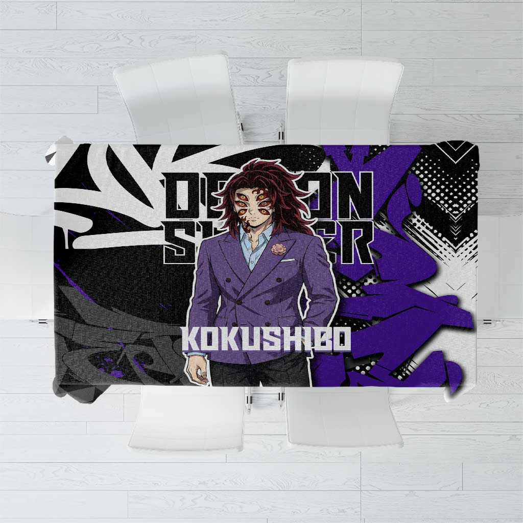 Kokushibo Demon Slayer Tablecloth Purple & Black Graffiti Anime
