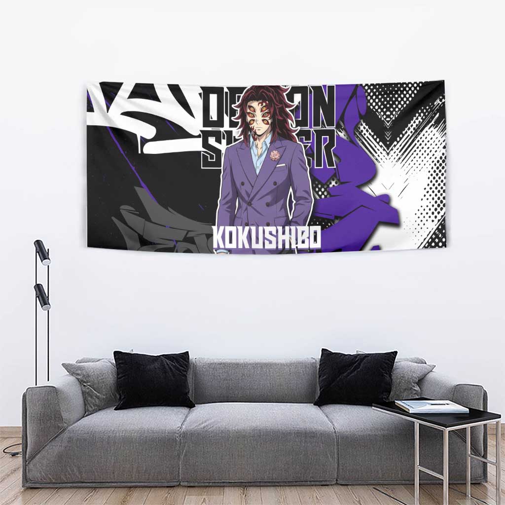 Kokushibo Demon Slayer Tapestry Purple & Black Graffiti Anime