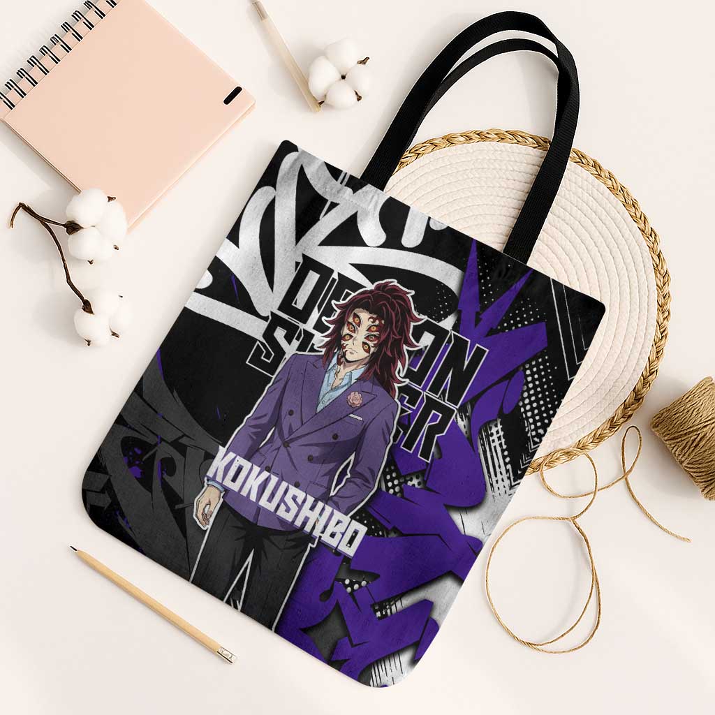 Kokushibo Demon Slayer Tote Bag Purple & Black Graffiti Anime