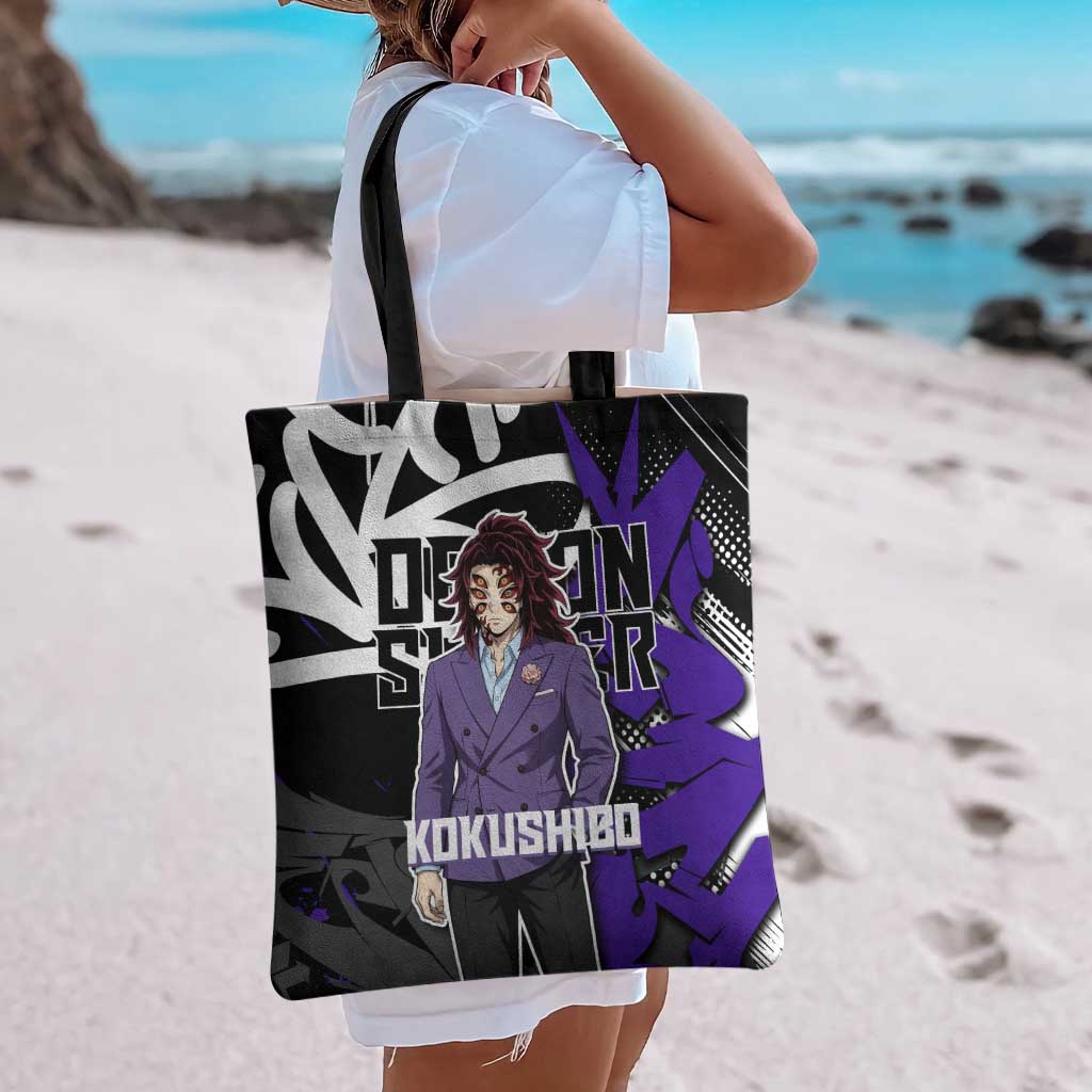 Kokushibo Demon Slayer Tote Bag Purple & Black Graffiti Anime