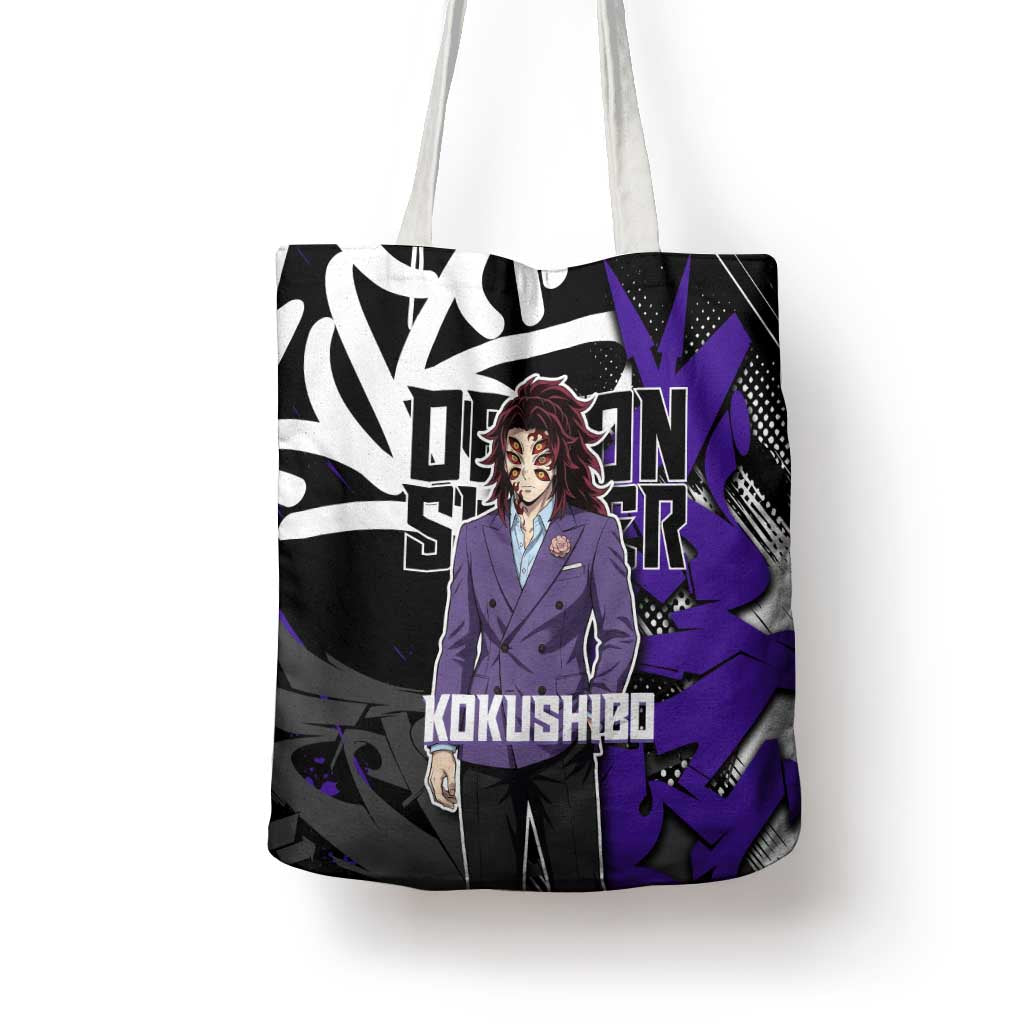 Kokushibo Demon Slayer Tote Bag Purple & Black Graffiti Anime