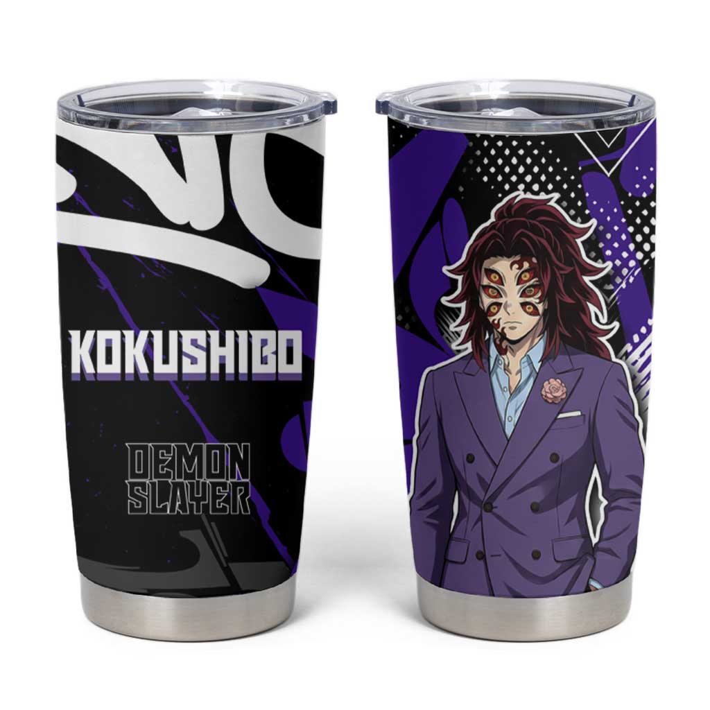 Kokushibo Demon Slayer Tumbler Cup Purple & Black Graffiti Anime