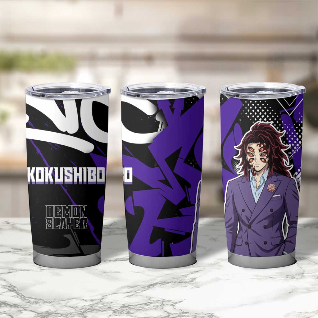 Kokushibo Demon Slayer Tumbler Cup Purple & Black Graffiti Anime